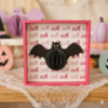 Pastel 3D Shadow Box Bat Ornament with Honeycomb Paper Body - Bright Pink Framed Halloween Wall & Tabletop Decor - Set of 2
