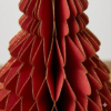 Elegant Red Honeycomb Paper Christmas Tree Ornament - Collapsible Tabletop Decor with Gold Glitter Edging - Factory Direct Holiday Decor