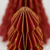 Elegant Red Honeycomb Paper Christmas Tree Ornament - Collapsible Tabletop Decor with Gold Glitter Edging - Factory Direct Holiday Decor
