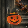 Retro LED Light-Up Halloween Pumpkin Witch Ornament - Set of 2 Tabletop and Hanging Spooky Decor