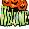 Light-Up Halloween Welcome Sign & Stacked Pumpkin Tower Decoration Set (2-Piece)