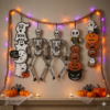 Halloween Jointed Wooden Glitter Ornament Series - Available in Skull, Jenga Ghost, Haunted House - Indoor and Outdoor Holiday Decorations